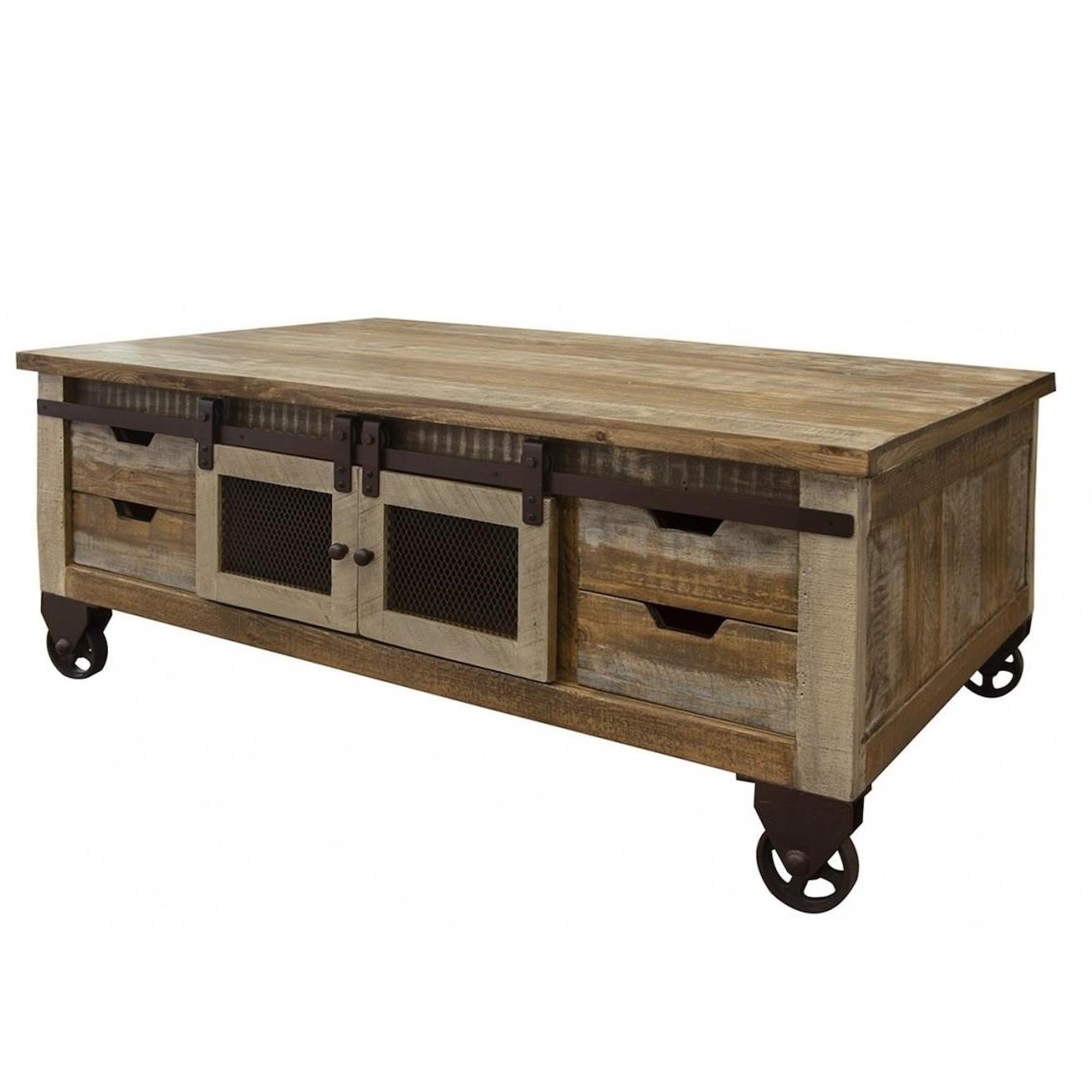 International Furniture Direct 900 Antique IFD9661CKT Rustic Cocktail